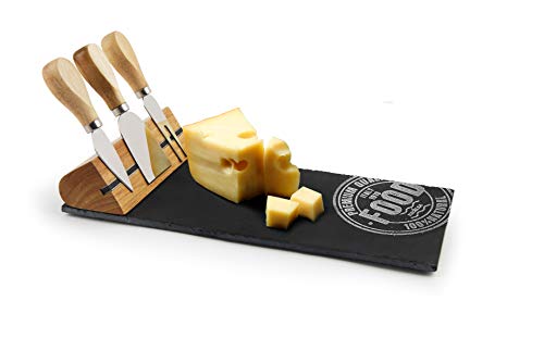 Excelsa Fine Quality Set Tagliere in Ardesia con 3 Punte da Formaggio, 30 x 15 cm
