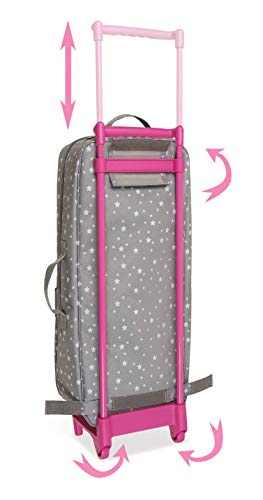 Badger Basket Travel and Tour Trolley Carrier Set for 18-Inch Dolls with Folding Bed and Accessories – Gray Stars - Thumbnail 4