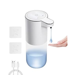 Automatic Soap Dispenser Touchless-Rechargeable,Liquid soap Dispenser-4 Adjustable Levels,4 Power Indicators-13.4oz-Suitable for Kitchen and Bathroom