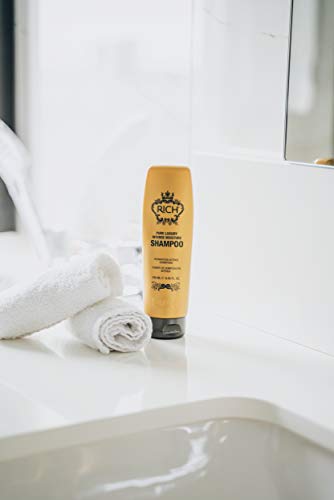 RICH Pure Luxury Intense Moisture Shampoo with Hydrolyzed Keratin and Wheat Protein for All Hair Types - Smoothing & Hydrating - Prevents Breakage, Heat Damage & Frizz, 8.45 Fl oz