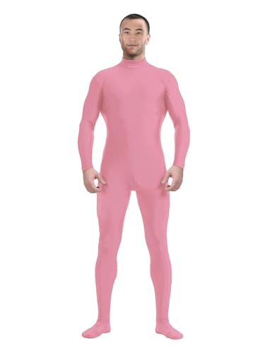 Aniler Men's and Women's Spandex Zentai Costume Bodysuit Stretch Halloween Unitard Party Cosplay Body Suit (Large, Pink)