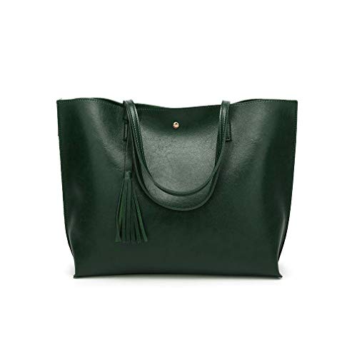 Sac fourre-tout en cuir pour femme grand format avec pendentif à pompon
