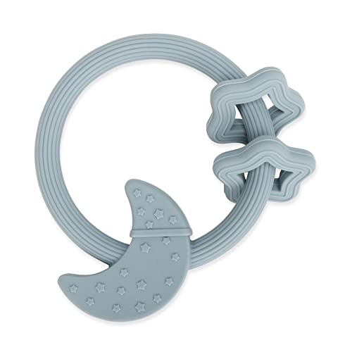 Image of Eoopoon Silicone Baby Teething Toy, Silicone Baby Ring Teether for Babies 3 Months+, Raised Texture to Soothe Gums, BPA Free, Boys Girls Shower, Birthday, Christmas Gifts (Ether)
