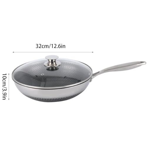 Wok de acero inoxidable 12.6 in con tapa antiadherente miniatura 6