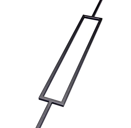 Black Metal Stair Spindle – Rectangular 1118mm Baluster – 13mm Mild Steel Railing Insert – Matte Black Finish for Modern Stairs- Hudeshope