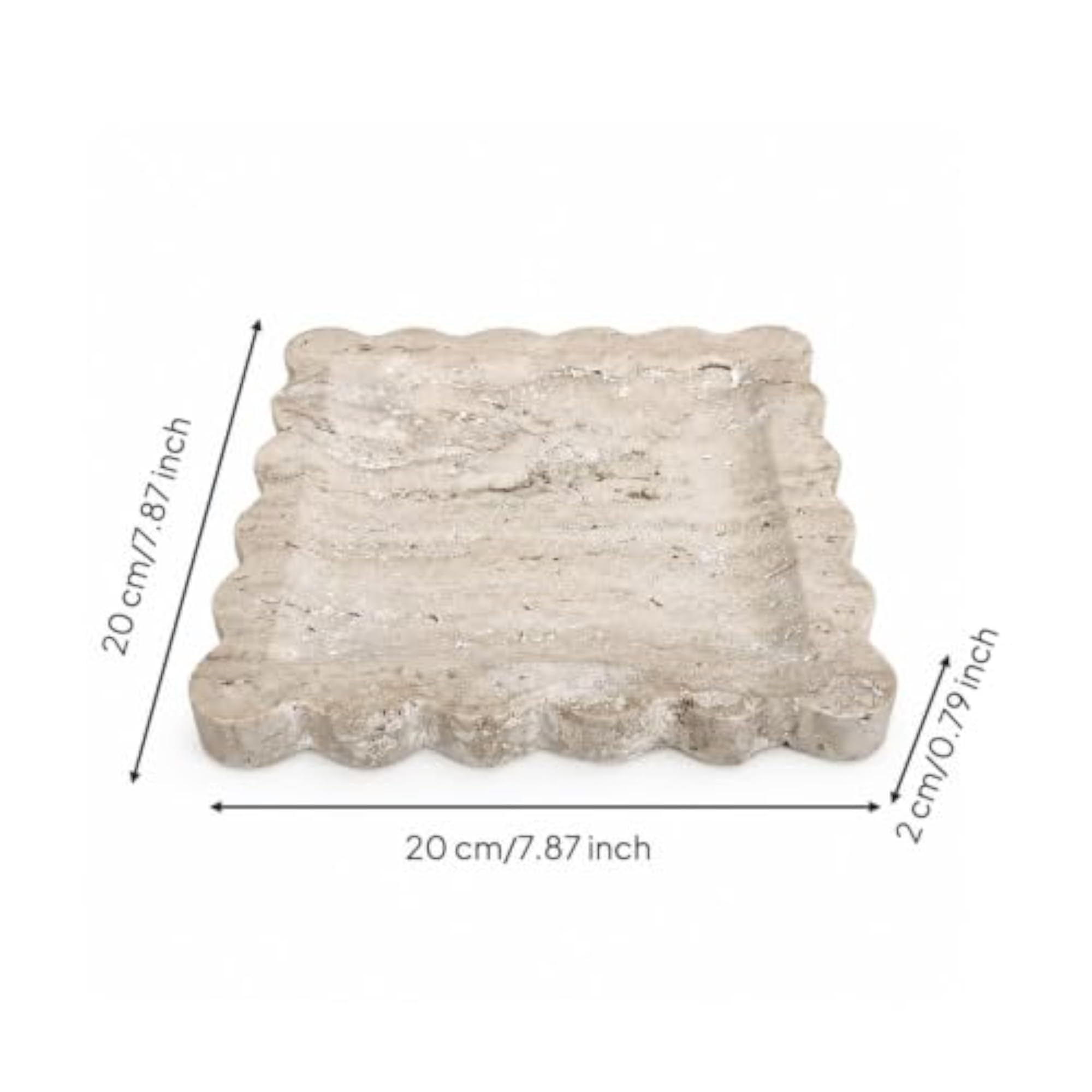Decorative Stone Tray with Scalloped Edge, Natural Charm