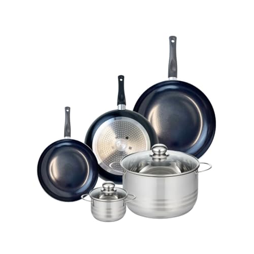 ELO 9741150 - Batería de cocina (5 piezas, juego de 3 estufas de cocina 20, 24 y 28 cm, 2 ollas de 12 y 24 cm, Elo Prima Brillant, acero inoxidable, inducción