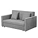 Produktbild HOMCOM Schlafsofa 2-Sitzer Sofa mit Bettfunktion, Rückenkissen, Polstersofa, Schlafcouch mit Stauraum, für Wohnzimmer, Polycotton, Holz, Grau, 152 x 101 x 81cm
