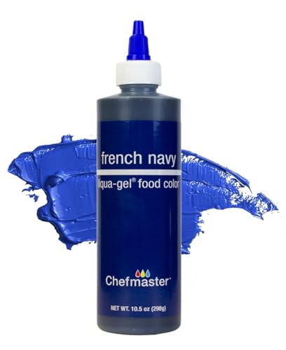 Chefmaster Liqua-Gel® Food Coloring | French Navy | Red 3-Free | Professional Baking &amp; Decorating | Fade-Resistant | Made in USA | 10.5 oz
