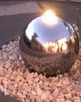 Kugelbrunnen 40 cm incl. LED Komplettset Gartenbrunnen Wasserspiel Edelstahl poliert