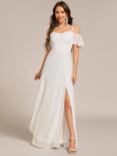 Image of Ever-Pretty Women's Formal Dresses Off Shoulder Short Sleeve Split A-Line Floor Length Bridesmaid Dresses 0237