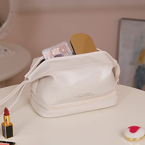 Miniatura 6 de Bolsa de maquillaje estética, pequeña bolsa de cosméticos para mujer, bolsa de maquillaje de viaje, bolsa de aseo (A-rosa)