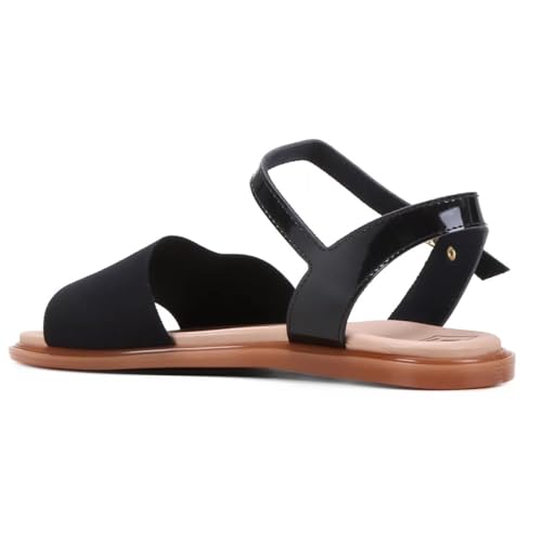 Sandália Feminina Rasteira Moleca 5450.100 (39, Preto Lona)