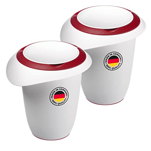 Westmark 2x Quirtopf mit zweigeteiltem Deckel, 1 l, Mit Ausgießer, Kunststoff, Weiß/Rot, 315122E3