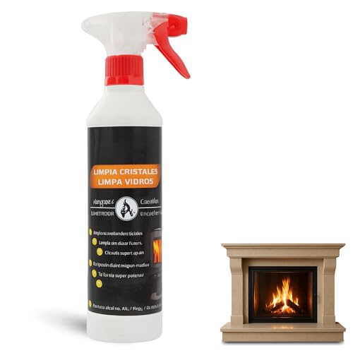 Limpiacristales antihollín, Altamente Eficaz, Apto para cristales de horno, chimeneas, estufas, asadores, campanas, parrillas y placas de cocción, Elimina Hollín y Alquitrán, Pulverizador 500 ml