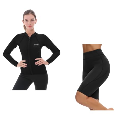 Chaqueta para mujer GoldFin de traje de neopreno 2mm negro talla mediana miniatura 1