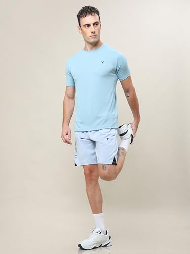 Image of TECHNOSPORT Men's Slim Fit Polyester Activewear Sports T-Shirt with Moisture-Wicking Comfort for Workout, Running & Gym