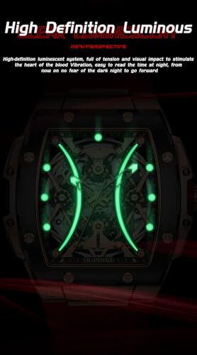 Image of OLEVS Watch Men Self Winding Luxury Skeleton Mechanical Business Dress Square Wrist Watches Calendar Watches