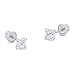 14k White Gold 3mm Basket Princess Cut Cubic Zirconia Children Screw Back Baby Girls Earrings