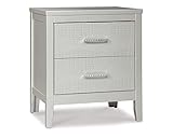 Signature Design by Ashley Olivet Glam 2 Drawer Nightstand with Faux Shagreen Drawer Fronts, Silver