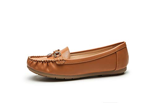 Mila Lady Fashion Colorful Causal Slip on Loafers Moccasin Walking Driving Indoor Flat Shoes for Women, Allison Camel Size 10 - Thumbnail 4
