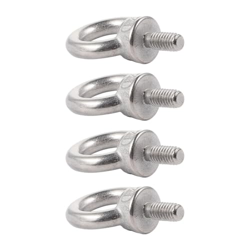 SEWCHICS 4pcs Stainless Steel Eye Bolts M6 Lifting Shoulder Eyebolts Ring Nut for Boat Rigging and Heavy-Duty Industrial Lifting Applications