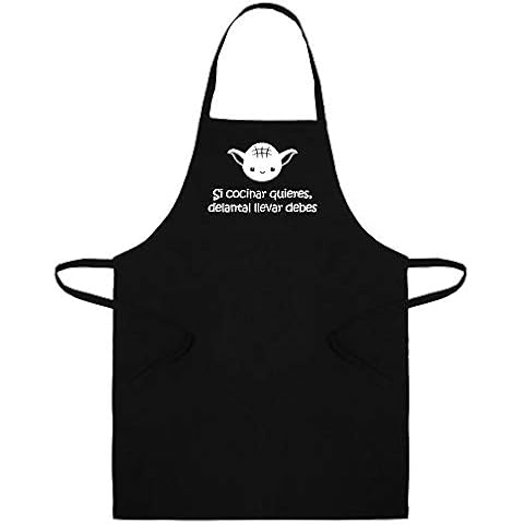 Delantal negro ClickInk Si cocinar quieres... Cover