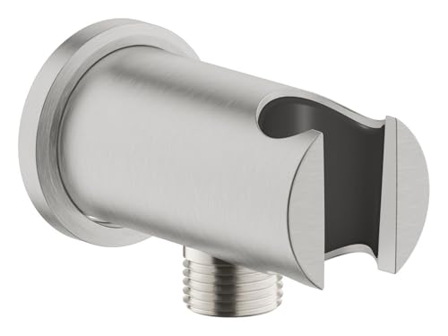 GROHE Vitalio, Wandanschlussbogen mit Duschkopf Halterung (Standardanschluss 1/2", passend für alle Standard Duschbrausen, langlebige Oberfläche, Wandmontage), edelstahl, 26658DC0