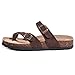 Litfun Women's Genuine Suede Cork Footbed Sandals Comfortable Summer Slides with Adjustable Buckle, Brown 39