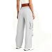 Wide Leg Cargo Sweatpants for Women Casual High Waist Baggy Sweatpant Stretchy Baggy Pants Fashion Jogger with Pockets White