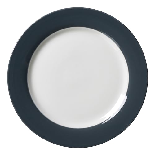 Ritzenhoff & Breker Doppio Speiseteller ø 27 cm, Anthrazit, 1 Stück, Teller flach mit farbigem Rand, Porzellan