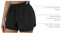 Yevrimow Women's 2 in 1 Running Shorts for Gym Yoga Workout Athletic Shorts High-Waisted Shorts with Liner Pockets Black-M — image 4