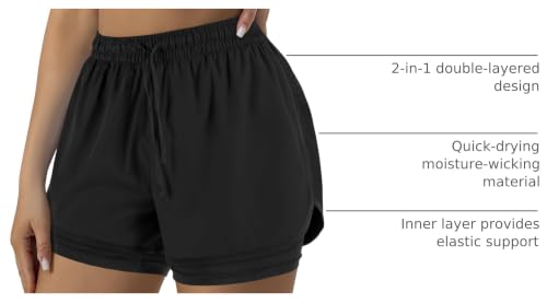 Yevrimow Women's 2 in 1 Running Shorts for Gym Yoga Workout Athletic Shorts High-Waisted Shorts with Liner Pockets - Image 5