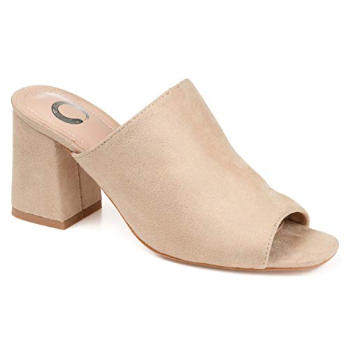 Journee Collection Womens Adelaide Sandal With Vegan Suede Uppers And Block Heel, Nude, 9 #TOP6