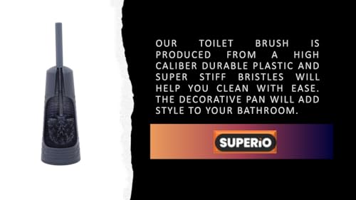 Image of Superio Toilet Bowl Brush and Holder Charcoal Grey, Palm Luxe Wicker Toilet Brush with Holder