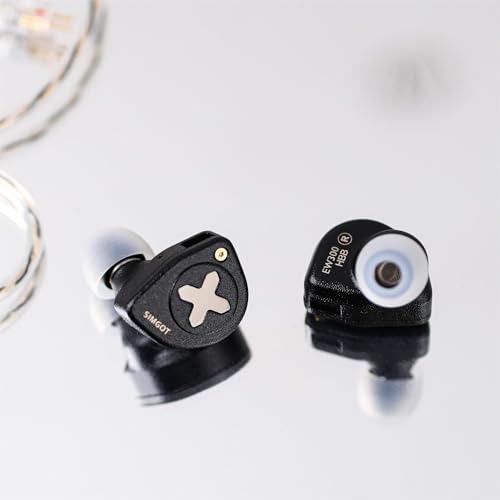 Image of Linsoul SIMGOT EW300 1DD+1Planar+1PZT Hybrid Driver in Ear Monitor, Wired Earbuds IEM, Gaming Earbuds with Detachable Nozzles, Silver-Plated OFC IEM Cable for Audiophile Musician (EW300 HBB)