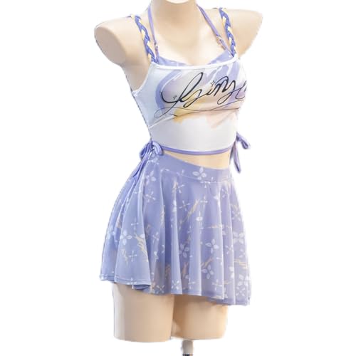 Wecos Love and Deepspace Cosplay MC Midsummer Swimsuit Costumes Sport Style Purple Swimwear Casual Wear Xavier Lads (Purple L)