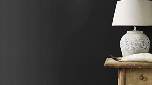 Rasch Tapeten 610376 - Vliestapete Uni mit glatter Struktur in Schwarz - 10,05m x 0,53m (LxB)