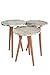 Beistelltisch 3er Set - Rund - Marmor Beige - Beistelltische - Couchtische Rund - Couchtisch Holz