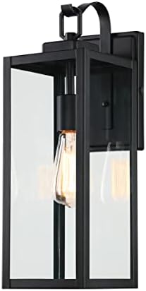 Pia Ricco Large Size Outdoor Wall Lights, 18 Inch Oversized Matte Black Exterior Light Fixture with Clear Glass, Waterproof Front Porch Lighting, Modern Sconces Lantern for House, Garage, ETL Listed