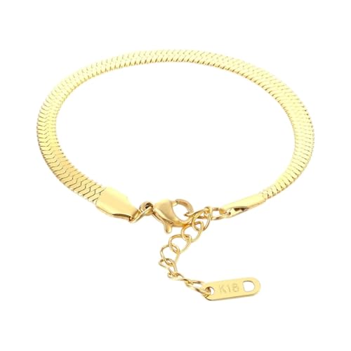New 2026 Stainless Steel Flat Snake Chain Bracelet For Woman Adjustable Charrm Bracelet Hand Stacked Jewelry Perfect For Gift For Special Occasions Jewelry Fashion Accessories Creative Gift