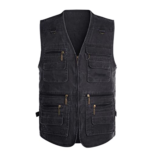 Chaleco clásico de múltiples bolsillos con capa sólida y corte oversize 2