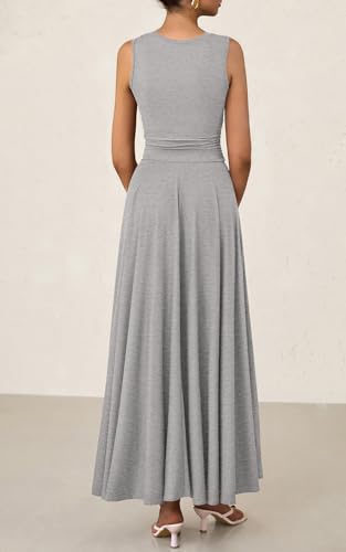 Image of PRETTYGARDEN Womens Summer Dresses 2026 Casual Sleeveless Crewneck Aline Maxi Dress Stretch Tank Flowy Long Dresses