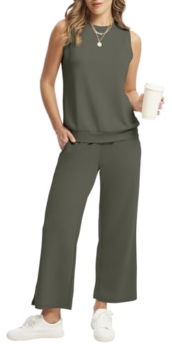 WIHOLL 2 Piece Sets for Women Wrinkle Free Travel Clothes for Women Summer Outfits Matching Sets Amy XL