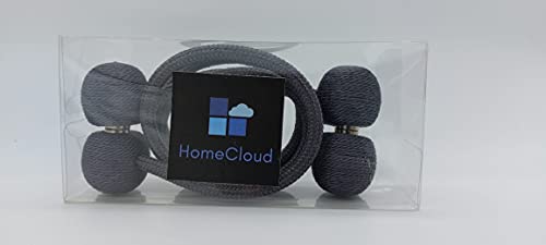 Image of Home Cloud Magnetic Curtain Tiebacks Curtain Drape Holdbacks Clips Rope Holder Buckles for Home Bedroom Office (1 Pair 2pcs, Dark Grey)