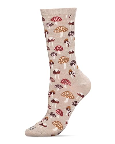 MeMoi Mushroom Field Rayon Blend Crew Sock