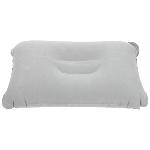 GARVALON Oreiller Gonflable Portable pour Camping et Bureau Coussin Épais PVC Floqué Confortable pour Sieste et Voyage Grand Format Gris