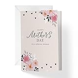 1Up Greetings Mothers Day Card For Aunt, Stepmom, Godmother, Bonus Mom | Pink Floral Heart Design | 5”x7.5” | (Single Card + Envelope) | MDLIKMOM1