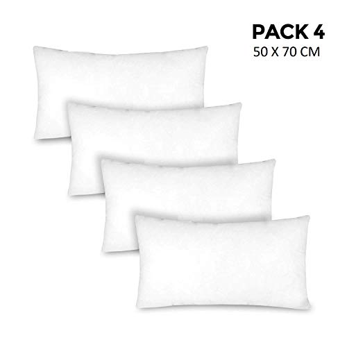 NH NOVOTEXTIL HOGAR Relleno de cojín Fibra Hueca siliconada de Gran Densidad TNT antiacaros. (4 Rellenos, 50X70)