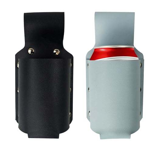 2 Ceintures Porte-Bouteilles en Cuir PU - Accessoire Cadeau pour Homme - Idéal Fête des Pères/Noël/Barbecue - pour Amateurs de Bière (Bleu Noir)